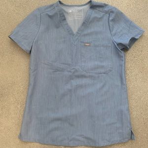 Figs heather denim blue set